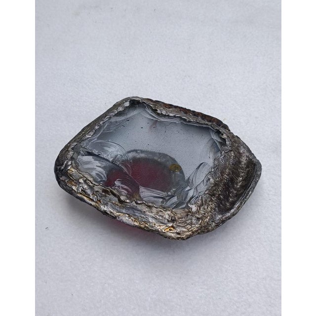 Gray Vintage Hammered Glass Paperweight, 1970s For Sale - Image 8 of 11