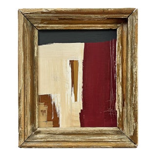 “Romantic” Abstract Art in Antique Distressed Frame, Transitional Living Room Art by JTS For Sale
