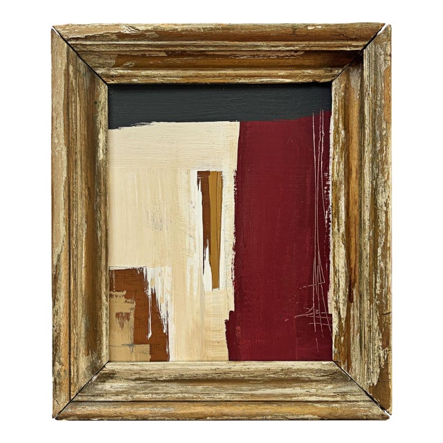 “Romantic” Abstract Art in Antique Distressed Frame, Transitional Living Room Art by JTS For Sale