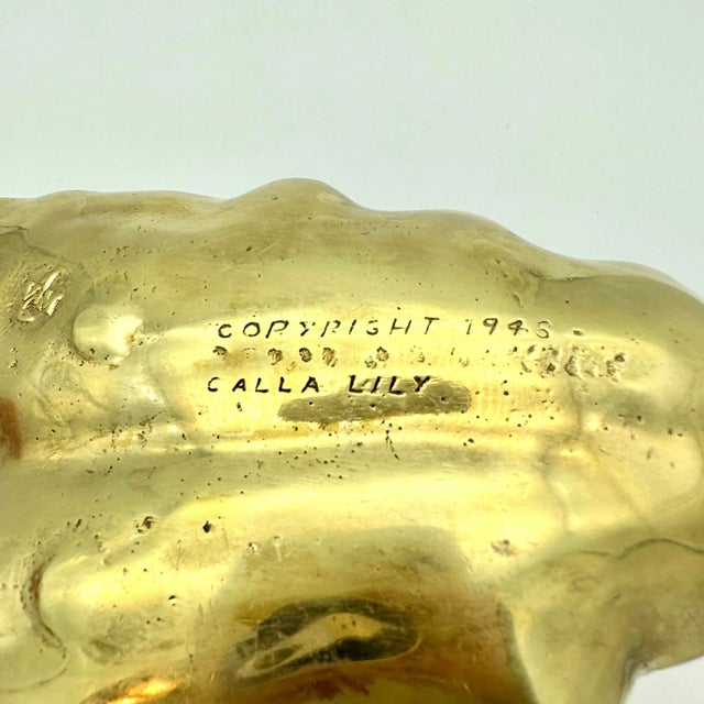 1945 Hand Cast Brass Calla Lily Leaf Jewelry Dish by Virginia Metal Crafters For Sale In Houston - Image 6 of 7