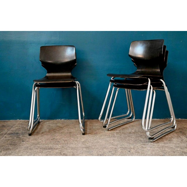 Metal Scandinavian Chairs in Pagwood from Flötotto, 1960s, Set of 5 For Sale - Image 7 of 12