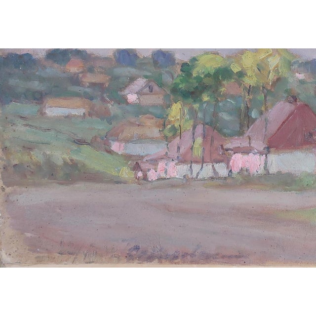 1970s Original Rural Impressionism Oil Painting, Ukrainian Village Art, 1970s 23-33 For Sale - Image 5 of 6