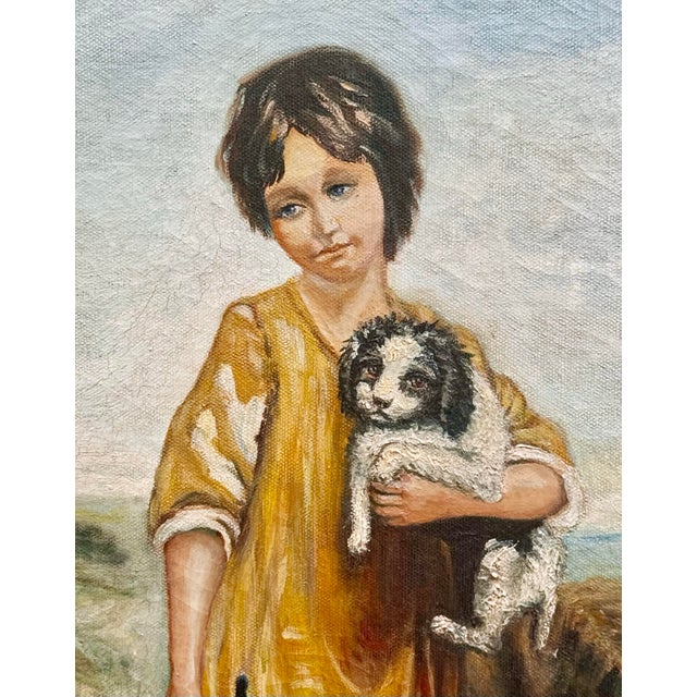Mid-20th Century English Style "The Cottage Girl" Oil on Canvas Painting After Gainsborough - Framed For Sale - Image 4 of 12