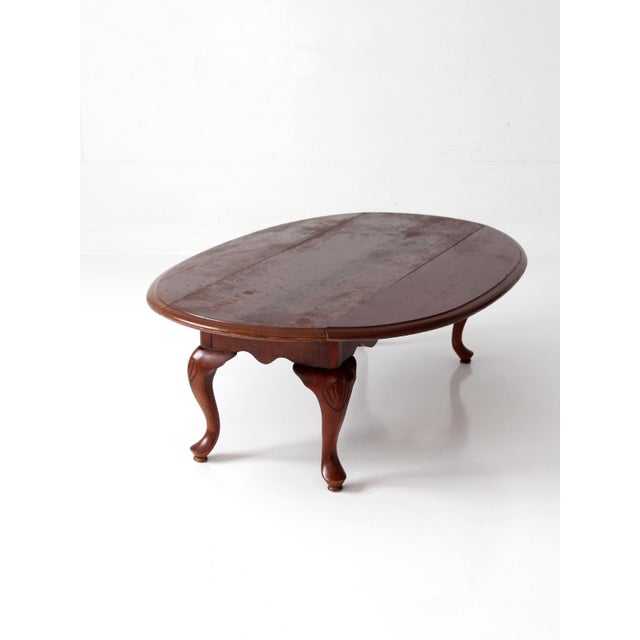 Vintage Queen Anne Style Drop Leaf Coffee Table For Sale - Image 4 of 15