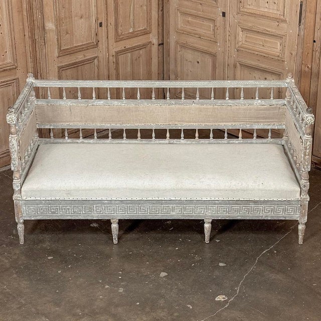 18th Century Swedish Gustavian Neoclassical Scraped Painted Bench For Sale - Image 15 of 18