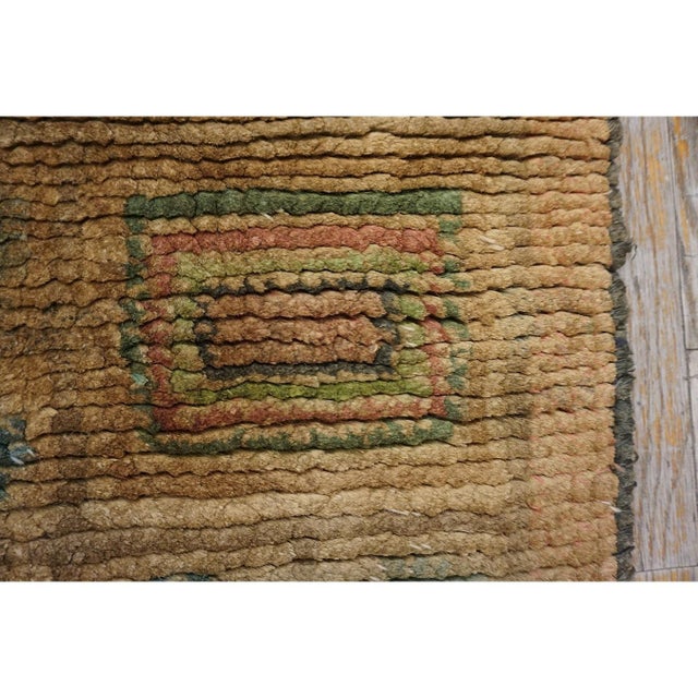 1930s Camel Tan Geometric Swedish Antique Art Deco European Rug Wool Carpet For Sale - Image 9 of 12
