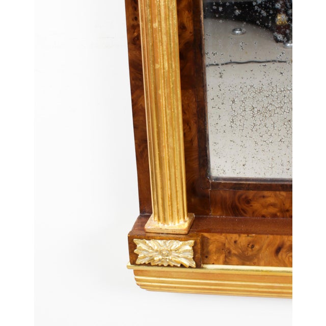 Gold Antique French Burr Walnut Parcel Gilt Mirror, 1800s For Sale - Image 8 of 12