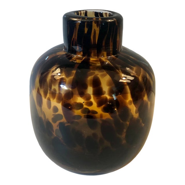 1970s Tortoise Handblown Murano Style Bud Vase For Sale