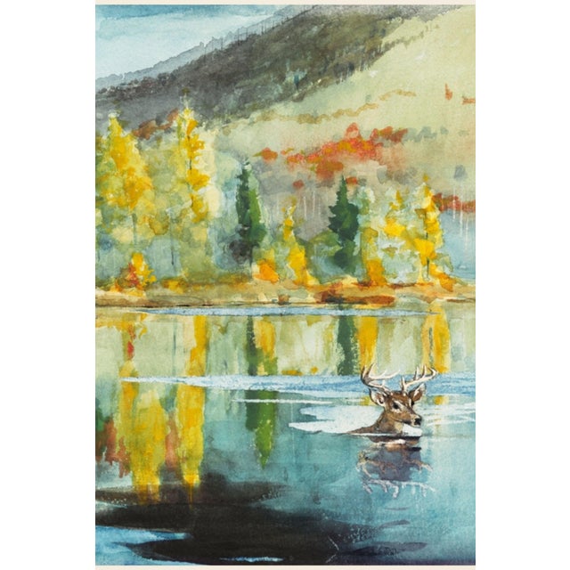 1889 Vintage Fall Landscape Art Print With Deer by Winslow Homer - 60" X 40" For Sale In Buffalo - Image 6 of 8