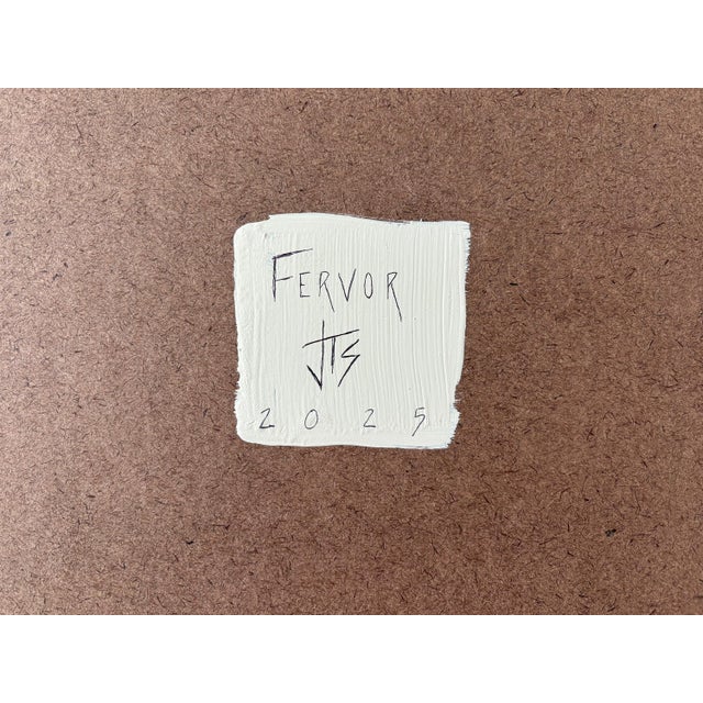 “Fervor” Red Abstract Art in Antique Frame, Large Transitional Living Room Art by JTS For Sale - Image 10 of 11