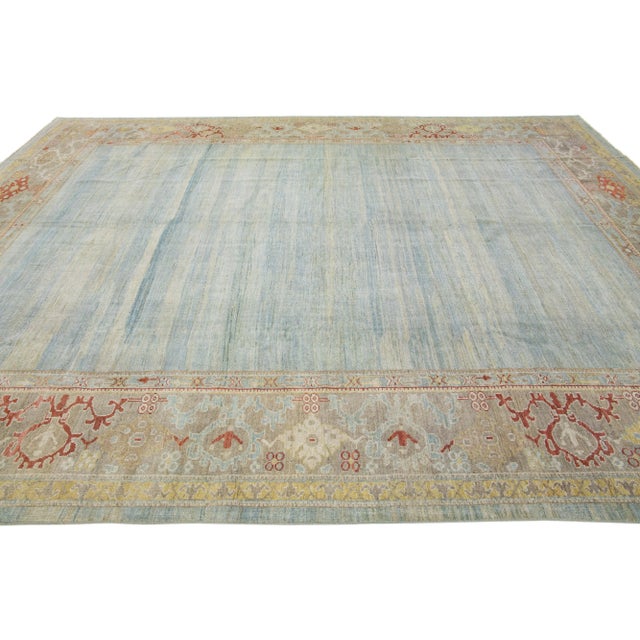 2010s 2010s Modern Blue Sultanabad Wool Rug With Floral Motif For Sale - Image 5 of 8