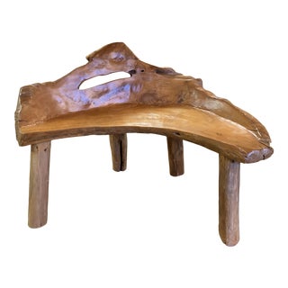 Natural Teak Root Carved Bench For Sale