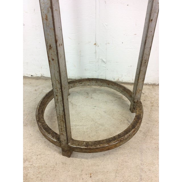 Wood Mid Century Industrial Style Footstool With Wood Top For Sale - Image 7 of 12