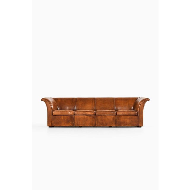 Leather Sofa attributed to Kaj Gottlob, 1940s For Sale - Image 3 of 12