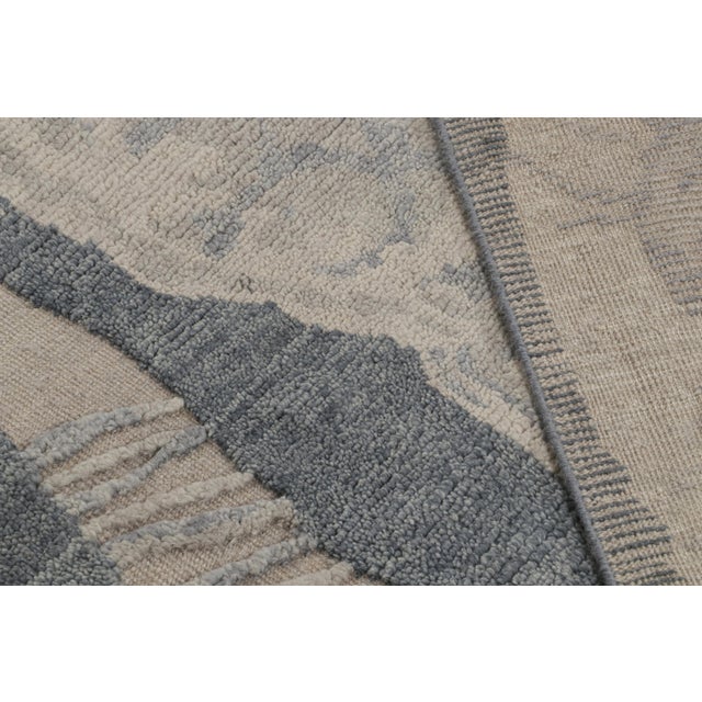 Textile Rug & Kilim’s French Style Art Deco rug in Blue, Grey & Beige Floral Patterns - 10x14 For Sale - Image 7 of 7
