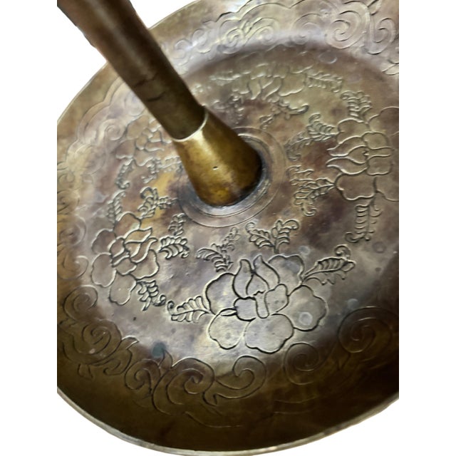 Late 19th Century Korean Brass Butterfly Reflector Candlestick With Lotus Snuffer For Sale - Image 12 of 12