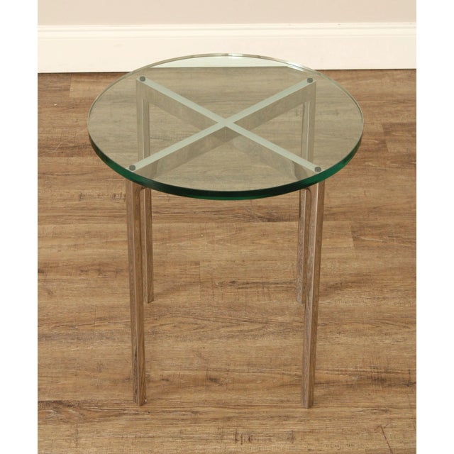 Postmodern Pair of Chrome Frame Round Glass Top Side Tables For Sale In Philadelphia - Image 6 of 12