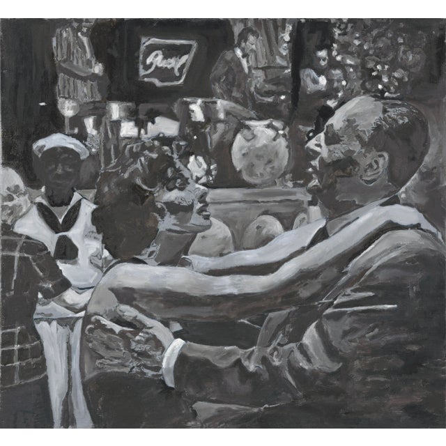 Fellini Dancers Grey Painting by Regina Gately For Sale