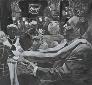 Fellini Dancers Grey Painting by Regina Gately