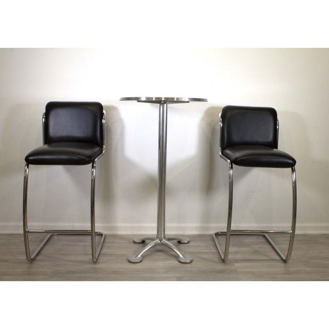 Late 20th Century Brueton Modern Tubular Chrome Cantilever Bar Stools