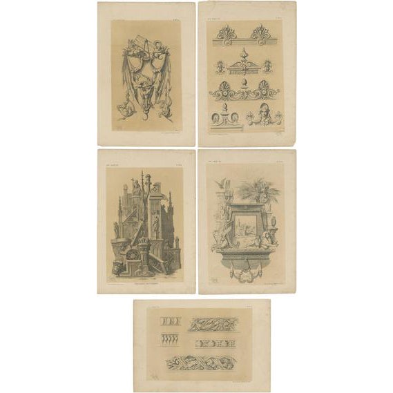 Claesen, Various Ornaments, 1866, Prints, Set of 5 For Sale