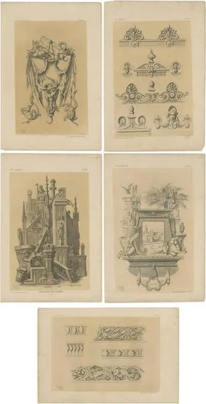 Claesen, Various Ornaments, 1866, Prints, Set of 5
