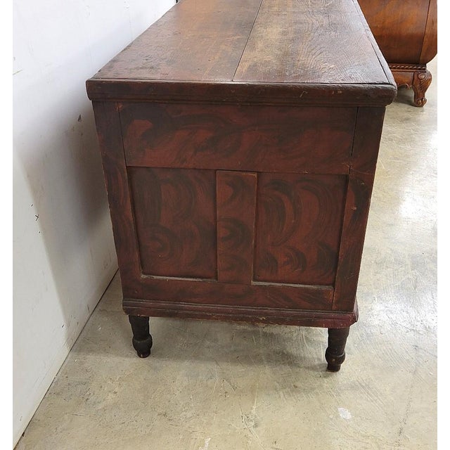 Wood Circa 1830 Pennsylvania German Red Smoke-Painted Pine Blanket Chest With Till For Sale - Image 7 of 12