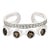 Rare Open Cuff Smoky Topaz Ring With Dazzling Zircons, Size 7.5 For Sale