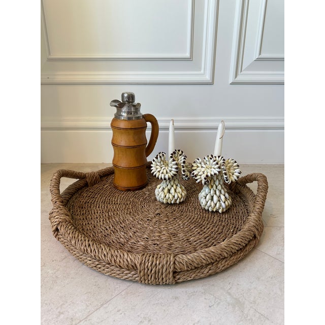 Vintage French 21” Woven Tray With Handles For Sale - Image 14 of 16