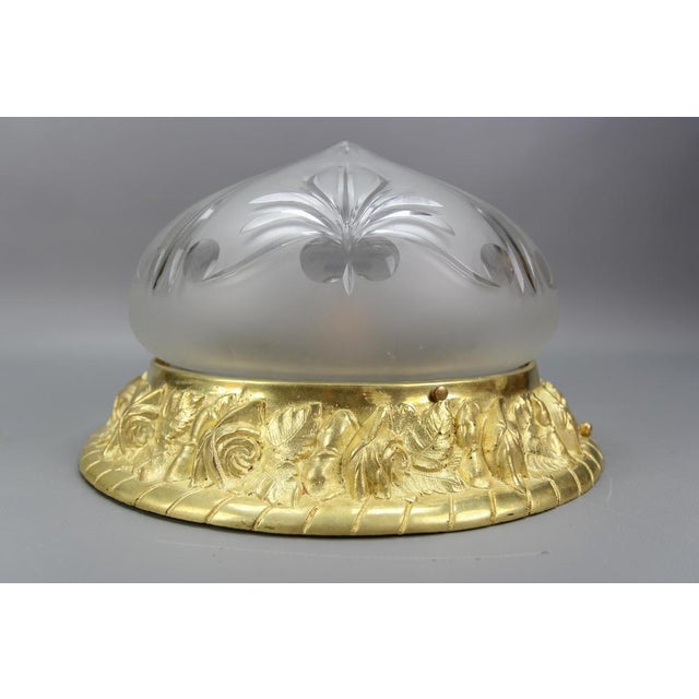 Gold French Art Nouveau Flush Mount in Bronze and Cut Glass, 1920 For Sale - Image 8 of 18
