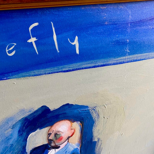 David Fleming "Bluefly" Original Acrylic Framed Painting Signed For Sale - Image 4 of 11