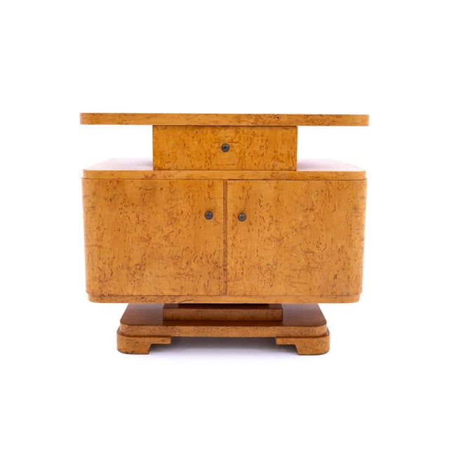 Brown Mid-Century Art Deco Style Side Cabinet, Poland, 1950s For Sale - Image 8 of 13