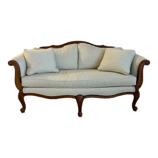 Evette Settee in Cream Chenille Attributed to Ethan Allen For Sale