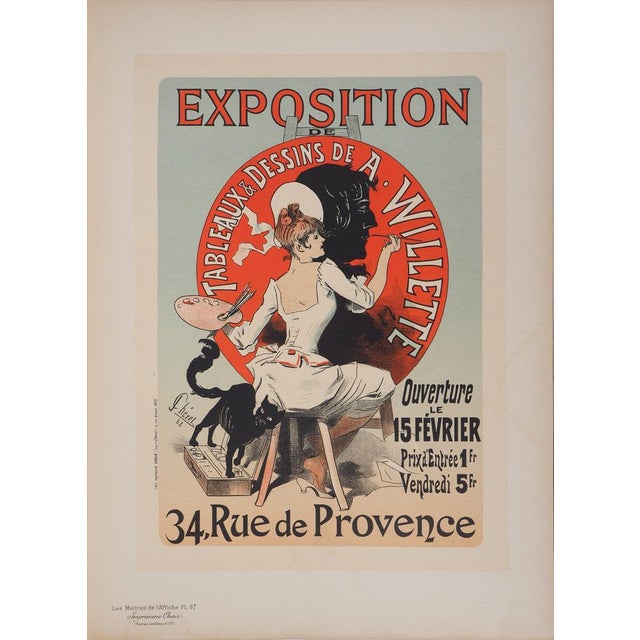 Jules Chéret Jeune fille peintre, 1897 Original colored lithograph on fine vellum Signed in the plate Dimensions 39 x 29...