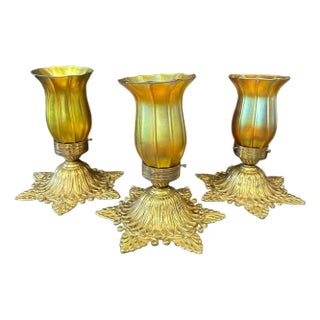 1920s Quezal Art Glass Fixtures - Set of 3 For Sale