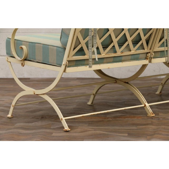 Vintage Hervé Baume French Wrought Iron Three-Seat Garden Sofa With Original Cushions, Circa 1970s For Sale - Image 10 of 18