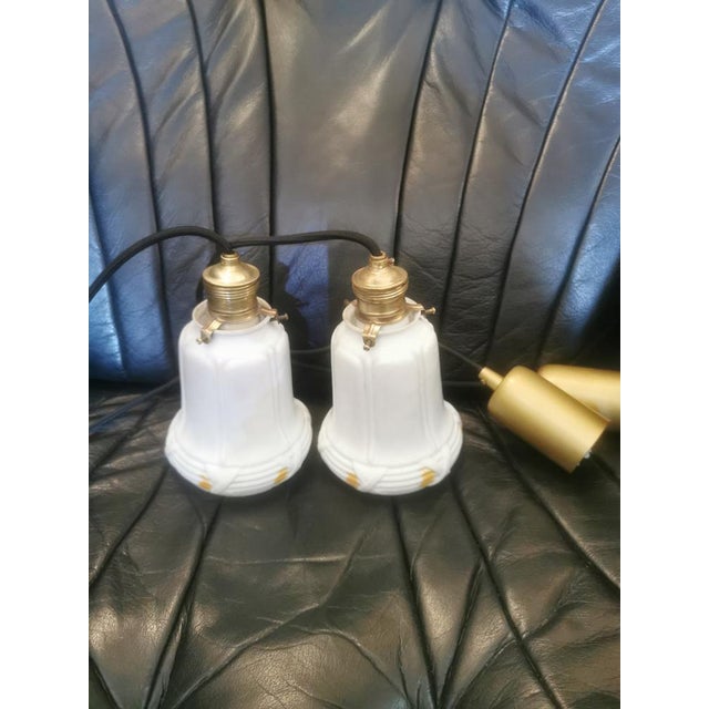 White Vintage Pendant Lights , Set of 2 For Sale - Image 8 of 14