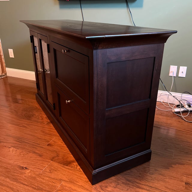 Transitional Bassett Glass Door Hutch With Filing Drawers For Sale - Image 3 of 7