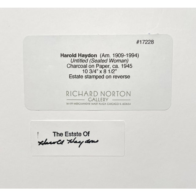 Modern 1940s Charcoal on Paper, Cubist Drawing of a Seated Woman by Artist Harold Haydon For Sale - Image 3 of 4