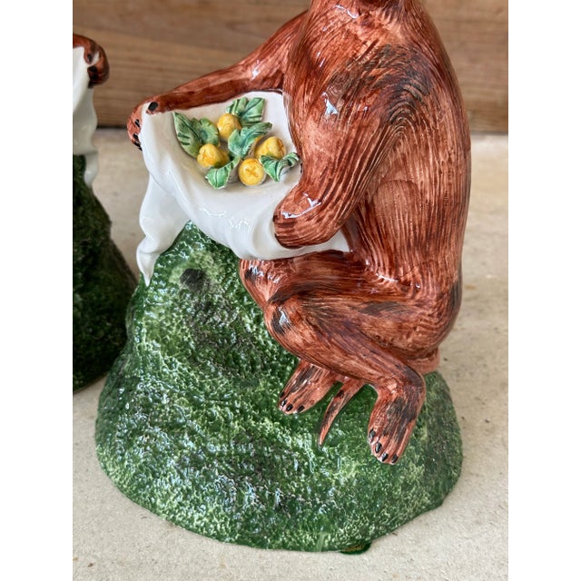 Full of personality and impossible not to smile at, this charming pair of vintage Italian ceramic monkey figurines...