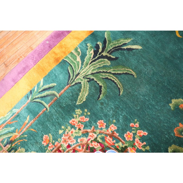 Antique Chinese Art Deco Carpet - 9' x 11'9" For Sale - Image 10 of 12