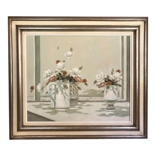 Vintage Mid Century Modern Still Life Oil Painting by Less Bullene For Sale