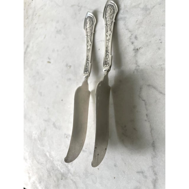 Antique Wood and Hughes Sterling Silver Butter Knives - 1875 For Sale - Image 9 of 10