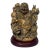 Late 20th Century Chinoiserie Gilded "Faux Bronze" Laughing Buddha Statue on Wooden Base For Sale