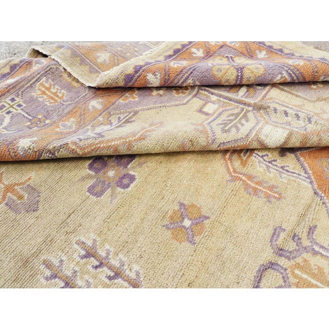 Galerie Shabab Collection Mid-20th Century Soft Colored Oushak Carpet in Beige, Purple, and Orange For Sale - Image 10 of 10