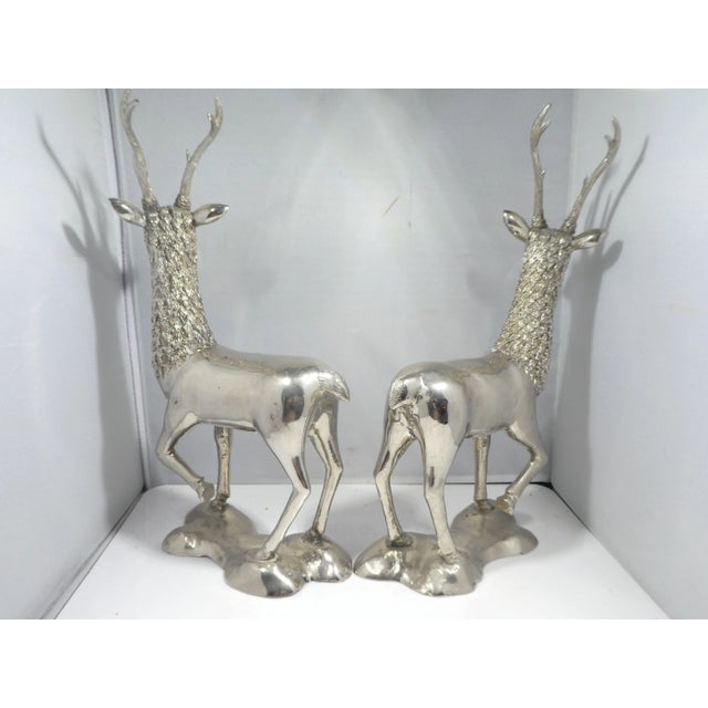 Miniature Silvered Brass Deer Figurines - a Pair For Sale - Image 4 of 12