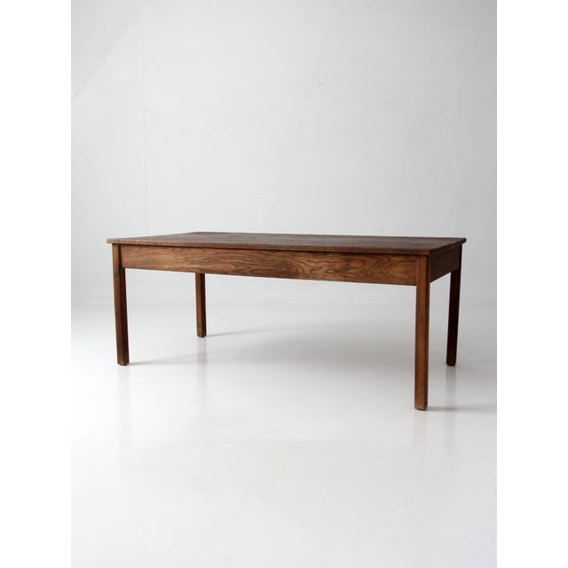 Antique Oak Schoolhouse Work Table For Sale - Image 9 of 18