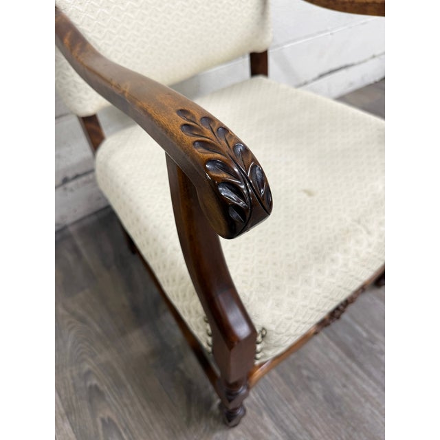 Vintage Spanish Revival Walnut Armchair For Sale - Image 4 of 16
