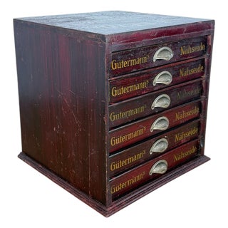 Antique Gütermann Thread Cabinet in Wood, 1890s For Sale