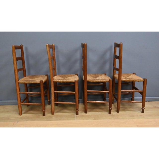 Cherrywood and Straw Chairs, Late 19th Century, Set of 4 For Sale - Image 6 of 18